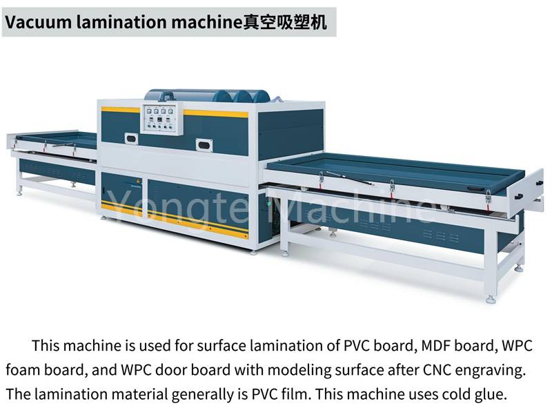 Vacuum lamination machine for WPC door panel